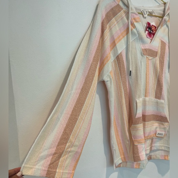 NWT Roxy Wild & Free Striped Poncho Hoodie Size Small - Picture 3 of 10